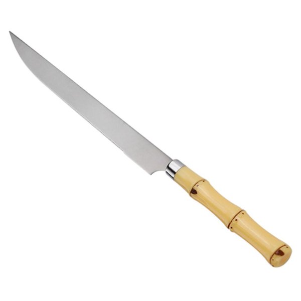 faca para pao inox com cabo bambu
