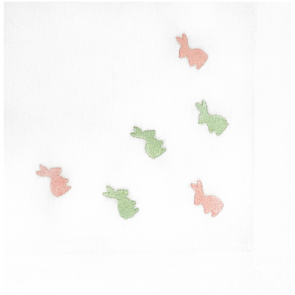 guardanapo linho branco bordado coelhos de pascoa