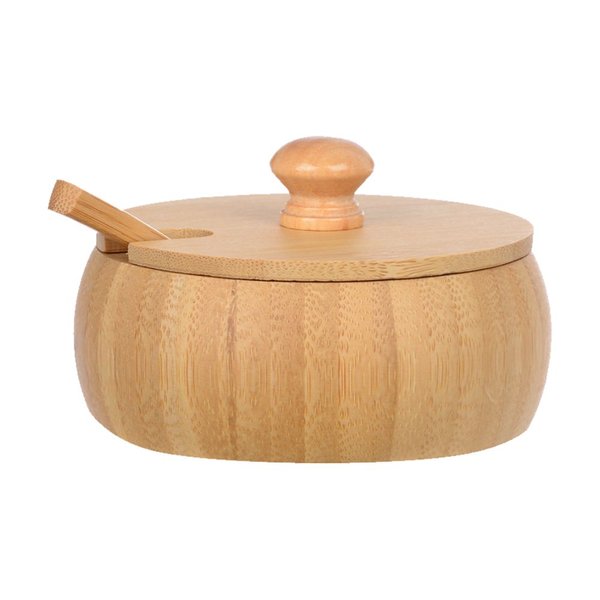 acucareiro com tampa e colher em bambu 10 cm