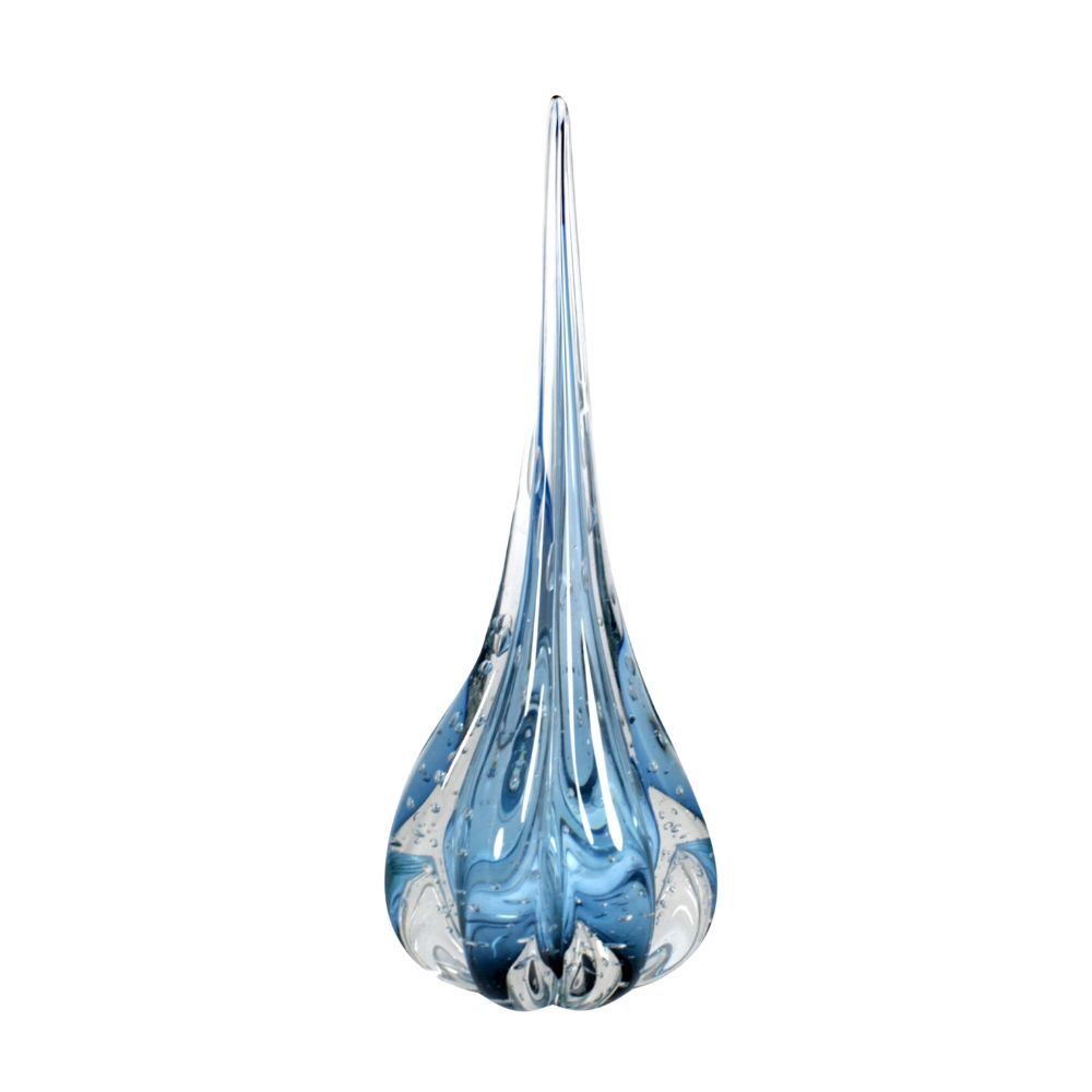 Gota Cristal Murano Fênix na cor Aqua Marine - 35 cm
