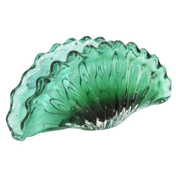 porta guardanapo e cartao cristal murano istambul verde folha 17 cm