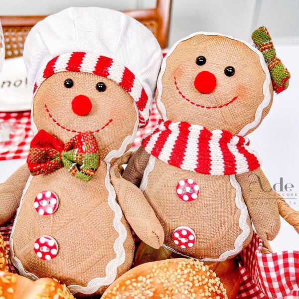 casal de bonecos biscoito ginger natalino 16cm