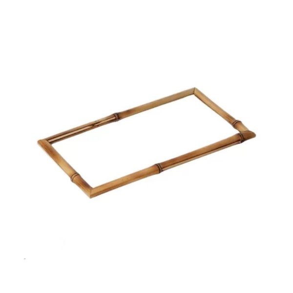 bandeja retangular bambu e vidro 31 cm