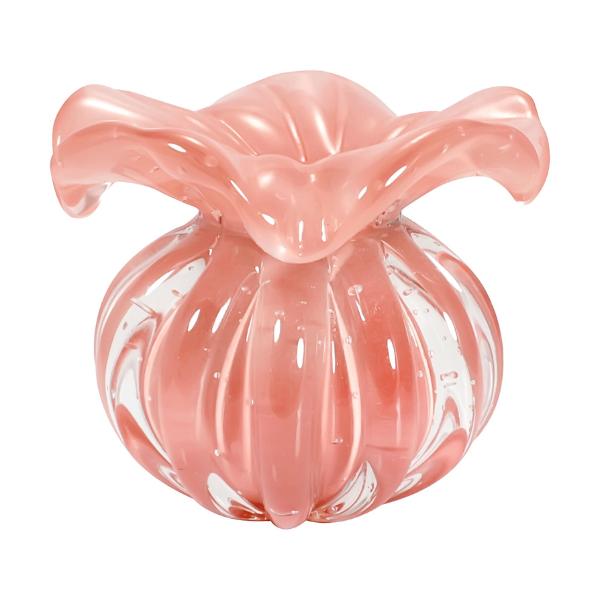 vaso cristal murano leida p quartzo rose
