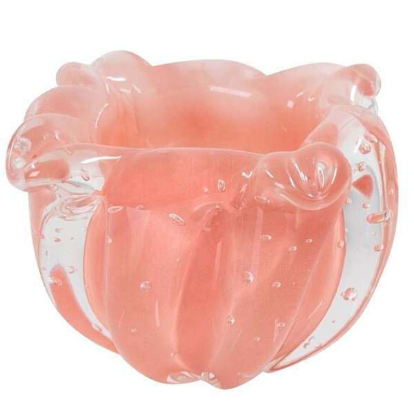 cachepot cristal murano gouda quartzo rose 11 cm