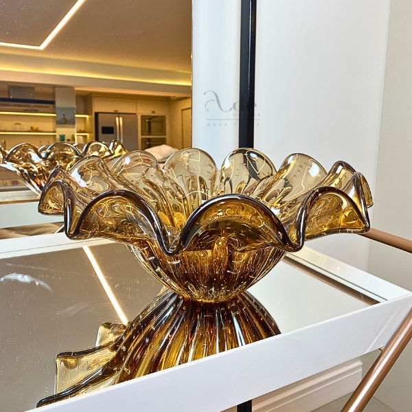 centro de mesa island em cristal murano garnet