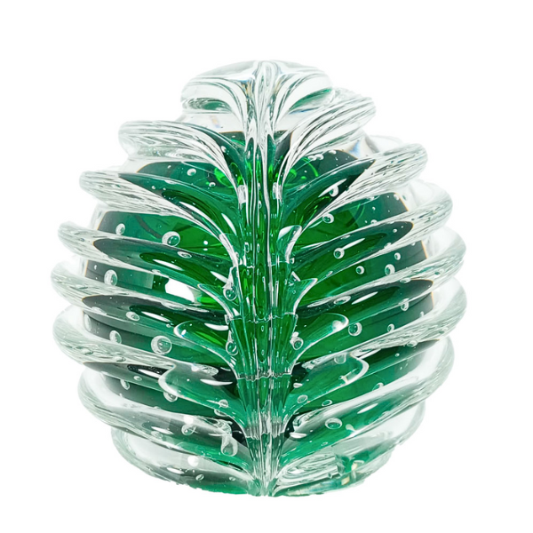 esfera cristal murano alentejo verde folha 10 cm