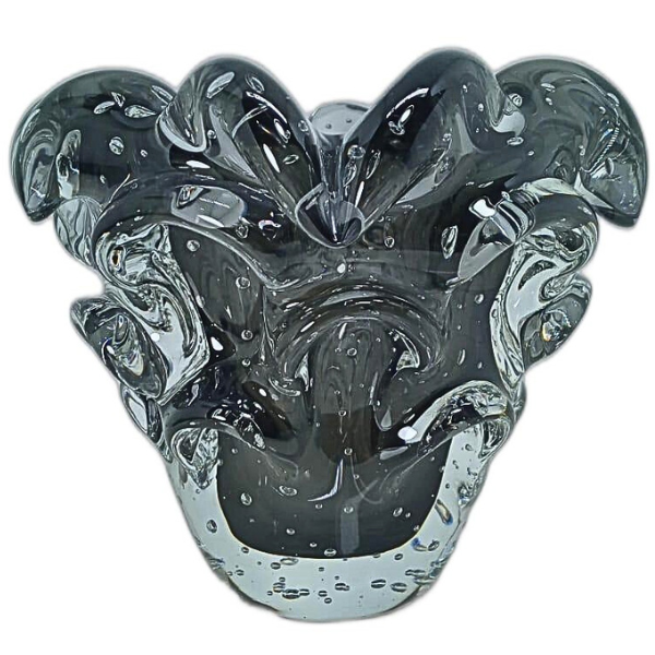 vaso traun em cristal murano onix 16 cm