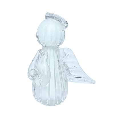 mini anjo uriel cristal murano m branco 8 cm