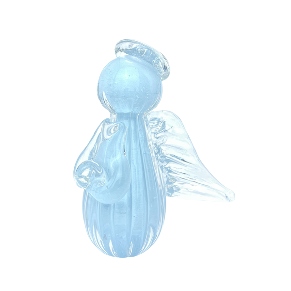mini anjo uriel cristal murano p azul bebe 6 cm