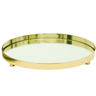 bandeja redonda dourada