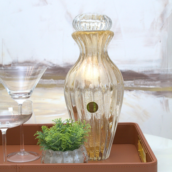 Garrafa Cristal Murano Valence P c/ Tampa - Cristal c/ Ouro 24k
