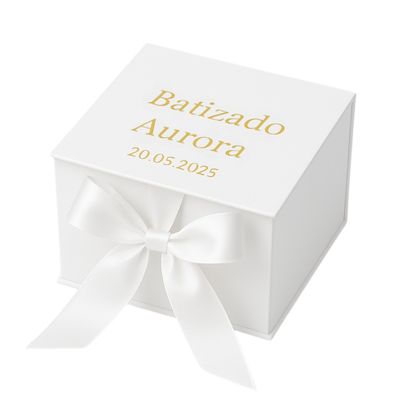 caixa personalizada p mini anjos p dourado