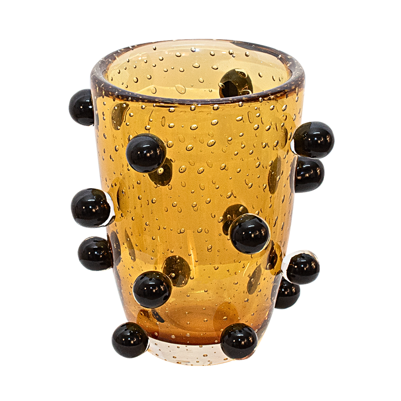 MURANOガラス Vaso Cristal Murano Jabuticaba Black P - Âmbar - 25 cm