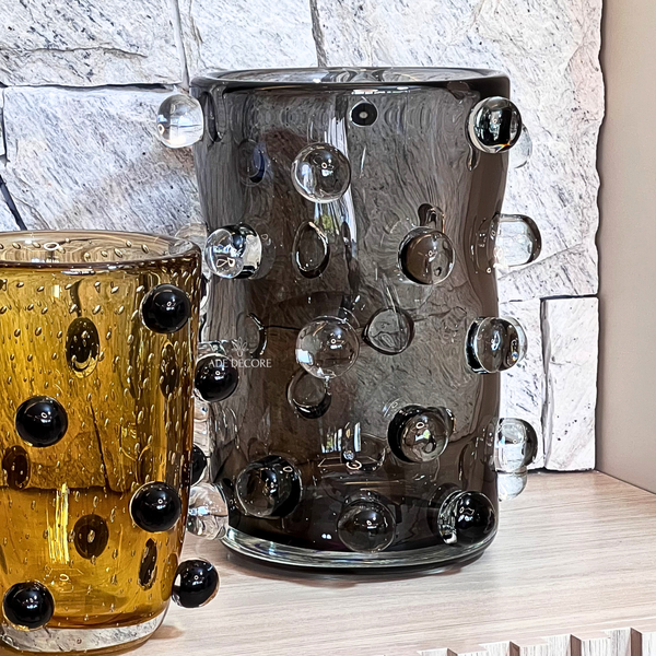 Vaso Cristal Murano Jabuticaba Crystal G - Onix - 35 cm