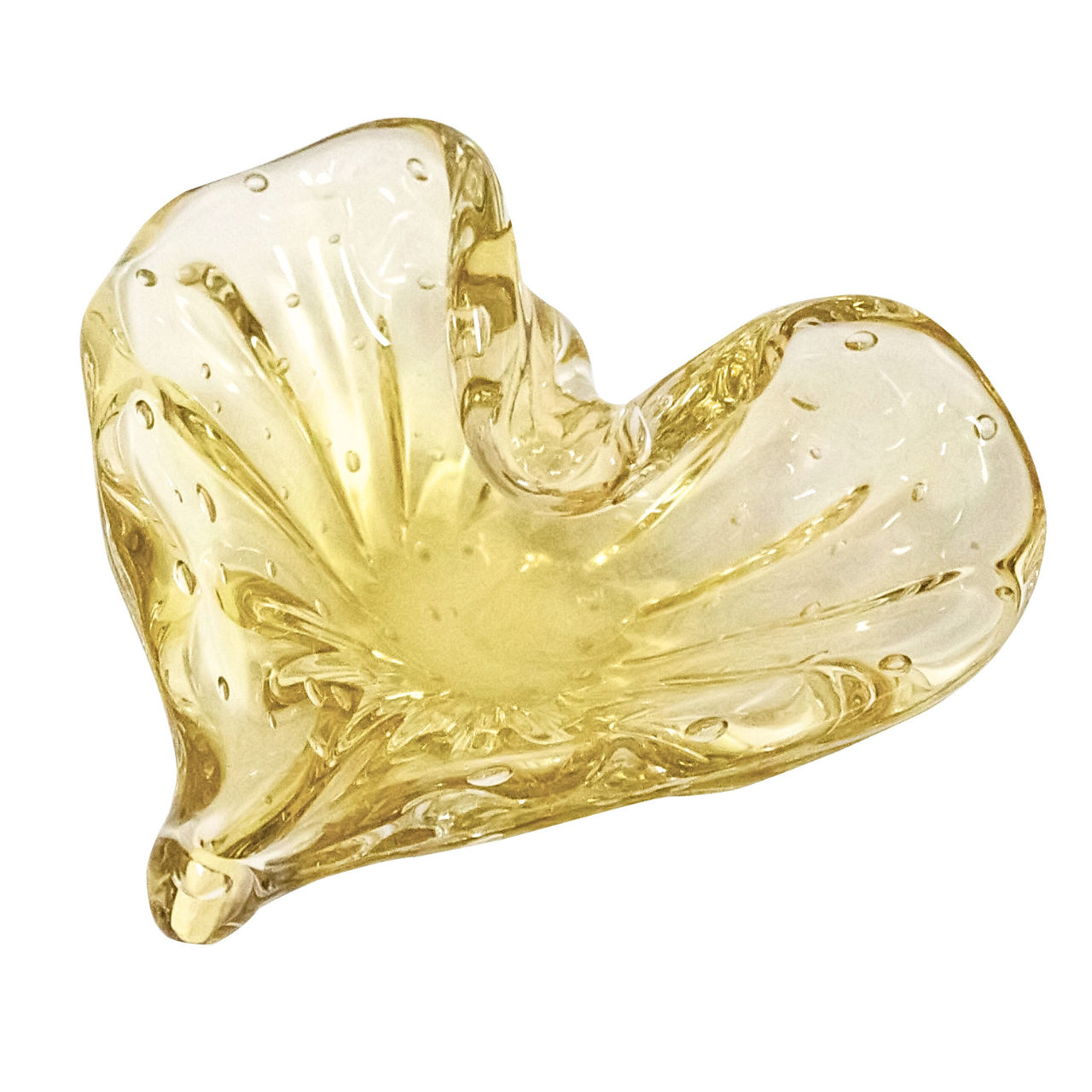 Porta Objetos Cristal Murano Coração Rigado - New Ambar