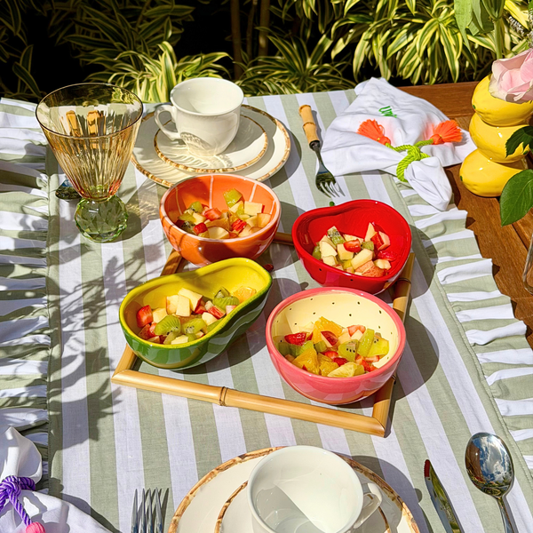 CJ 4 Bowls Cerâmica Frutas - Laranja, Morango, Abacate e Pitaya